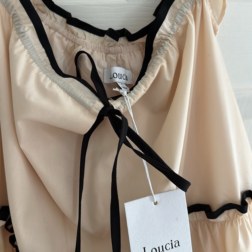 Cream Ruffle Dress - Picture 2 of 3